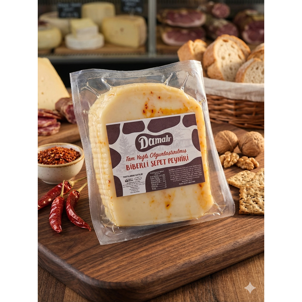 Tam Yağlı Olgunlaştırılmış Biberli Sepet Peyniri